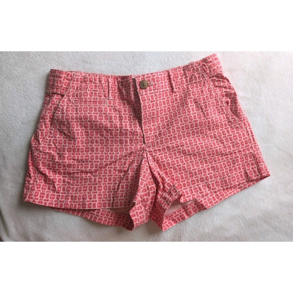 GAP Summer Short Womens Chino Shorts Geometric Pink/White Stretch Pockets 2